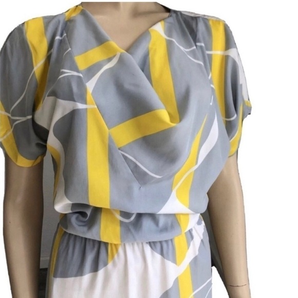 ROBERT JANAN design by EVA Gray&yellow midi dress - Picture 7 of 13